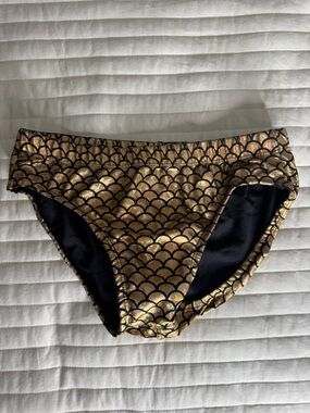 Gold Scallop Print Bikini Bottoms
